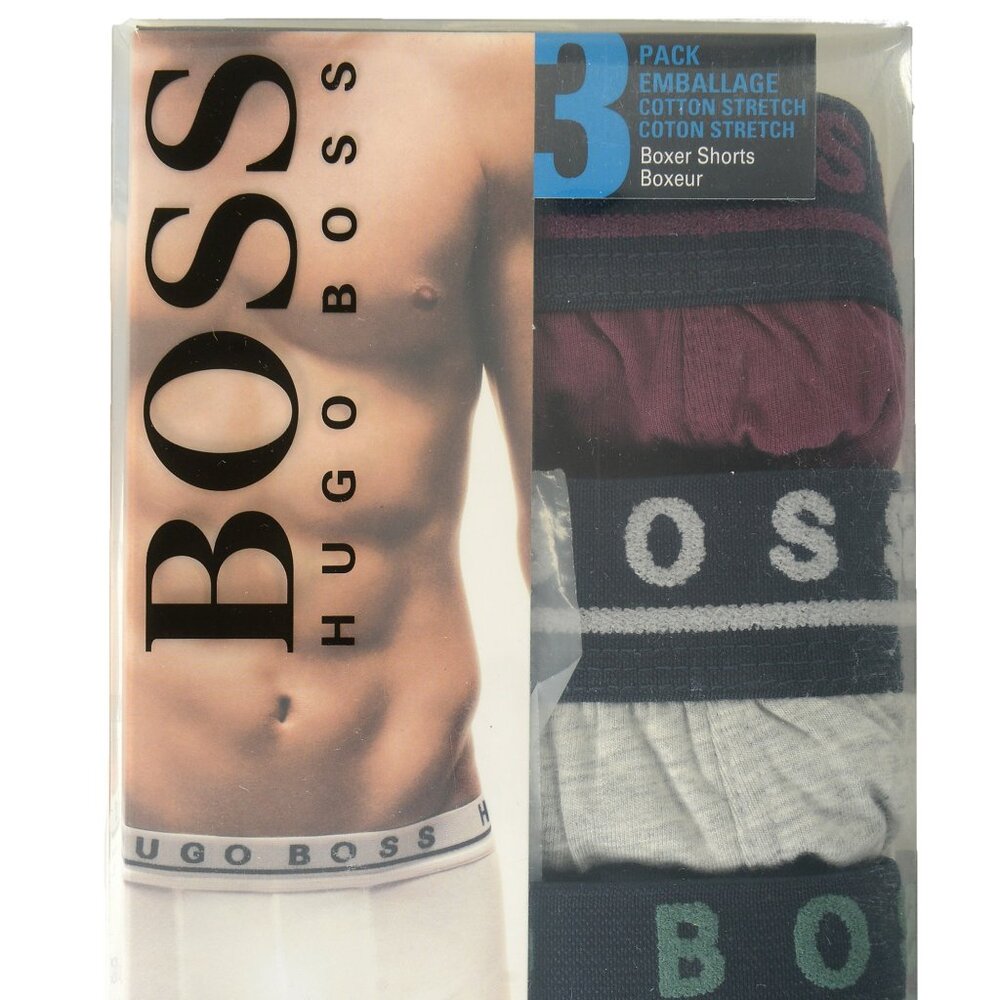 Hugo Boss Men's Trunk 3P CO/EL 3 Pack Stretch Boxer Shorts Underwear US S IT 48